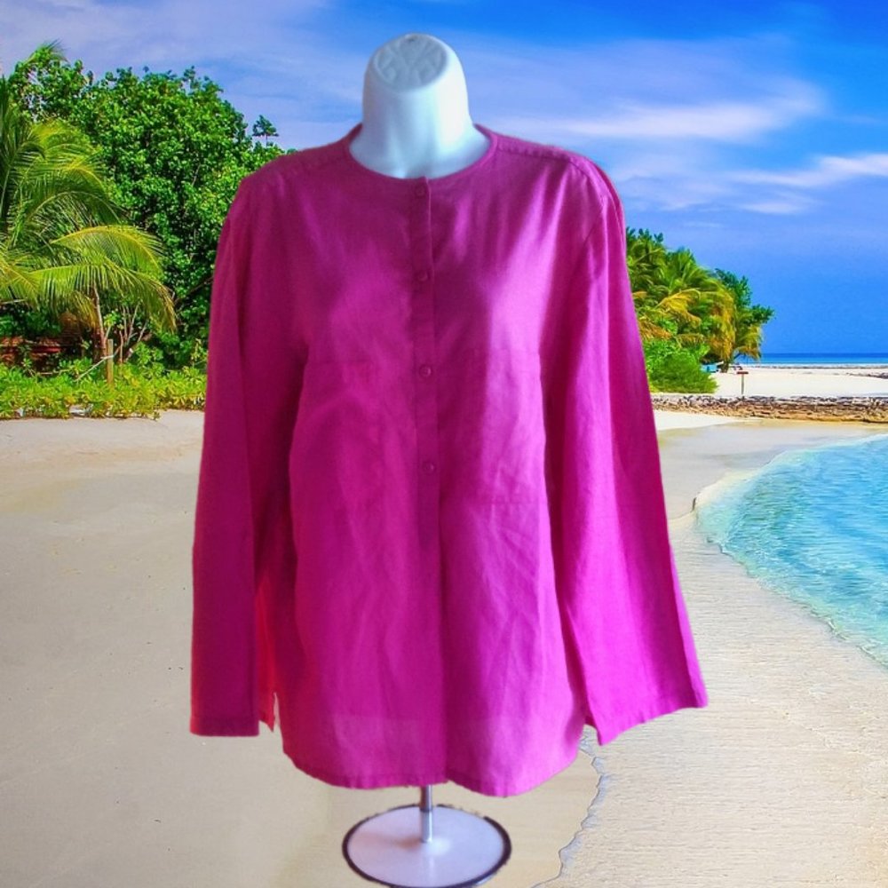 St. Tropez Pink Women's Button Down Long Sleeve Blouse Size 38 Selling As Is